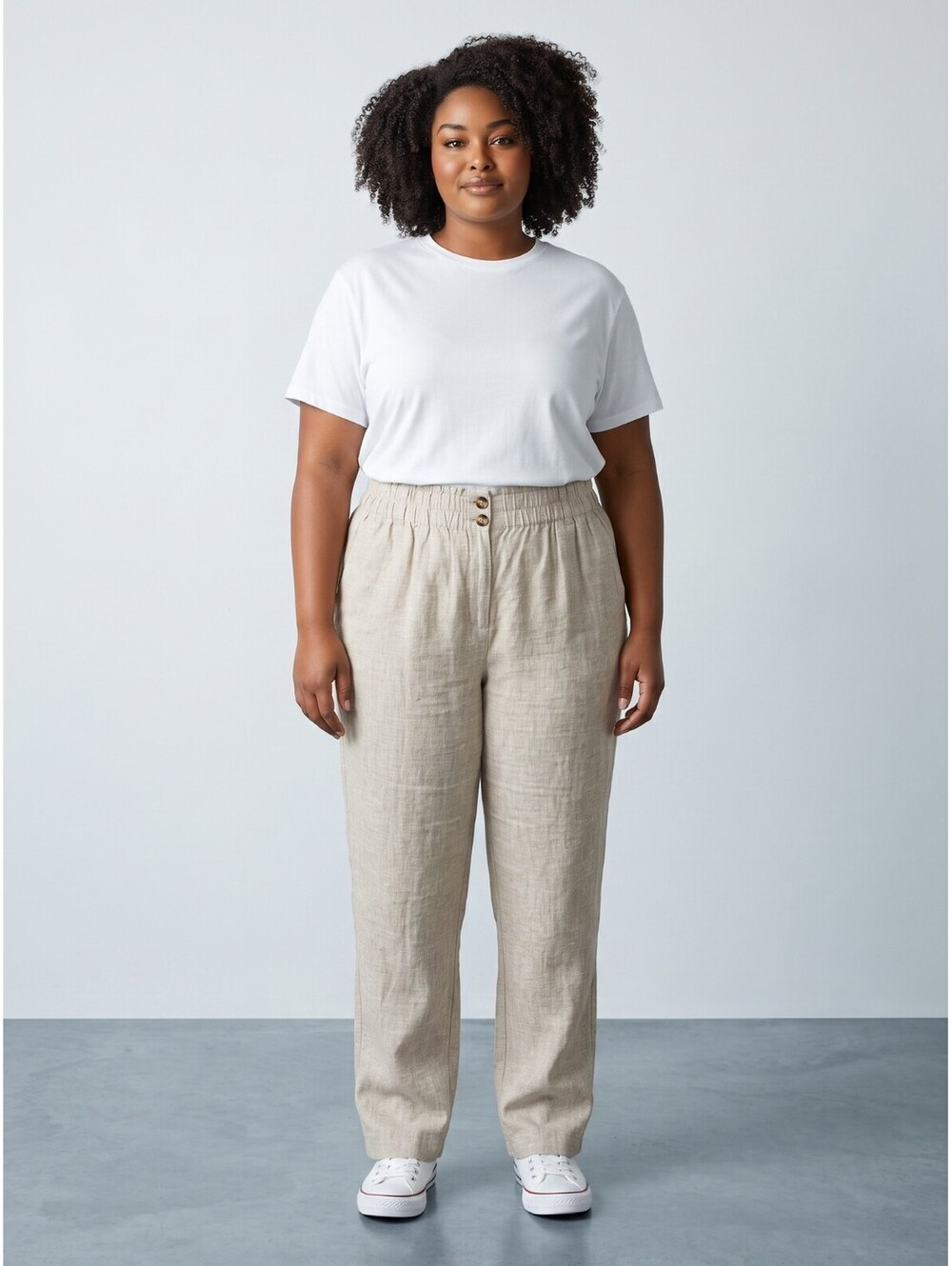 Briggs EUC Linen High Waist Pants-XL-Natural Beige